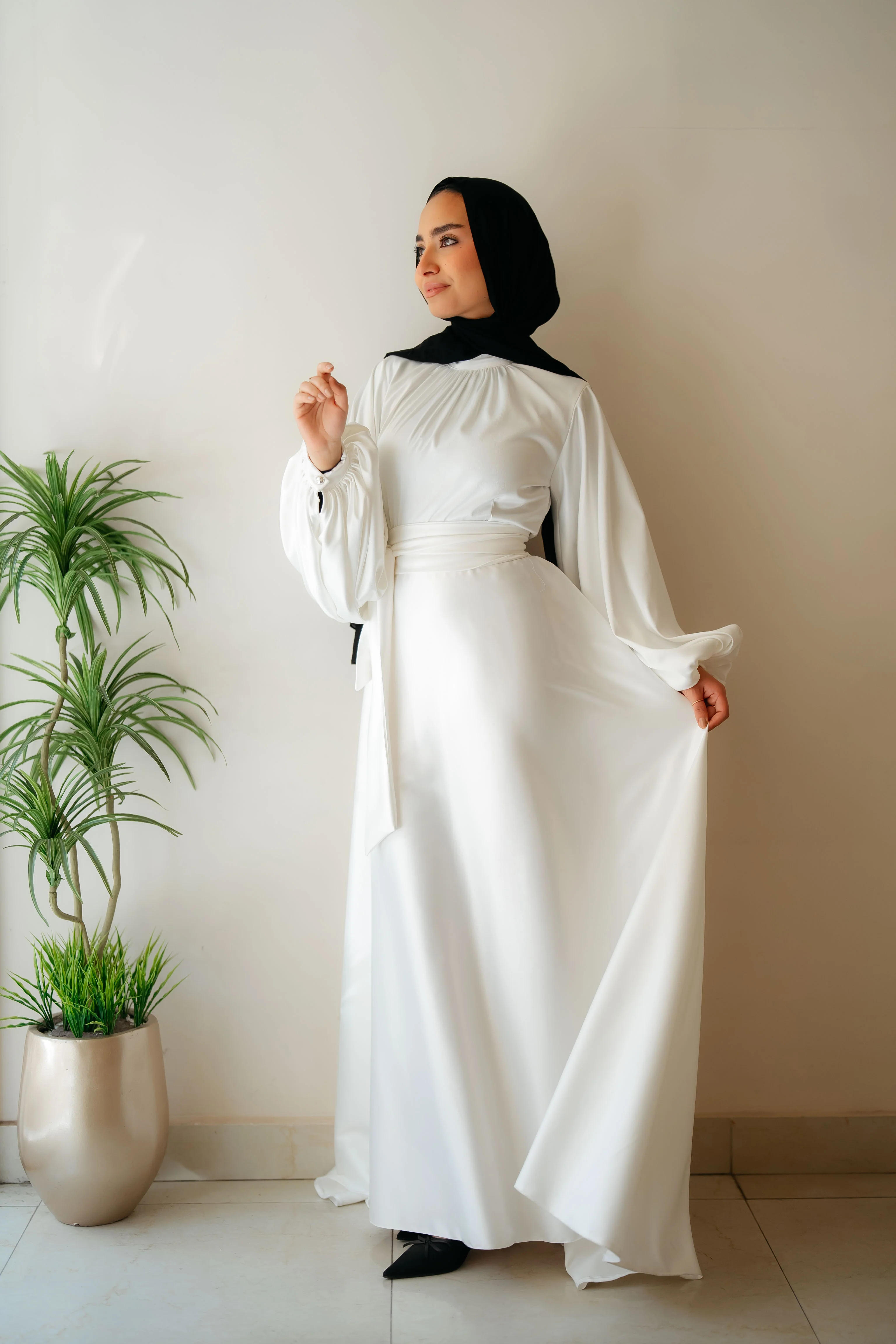 Satin Cloche Dress - Image 10