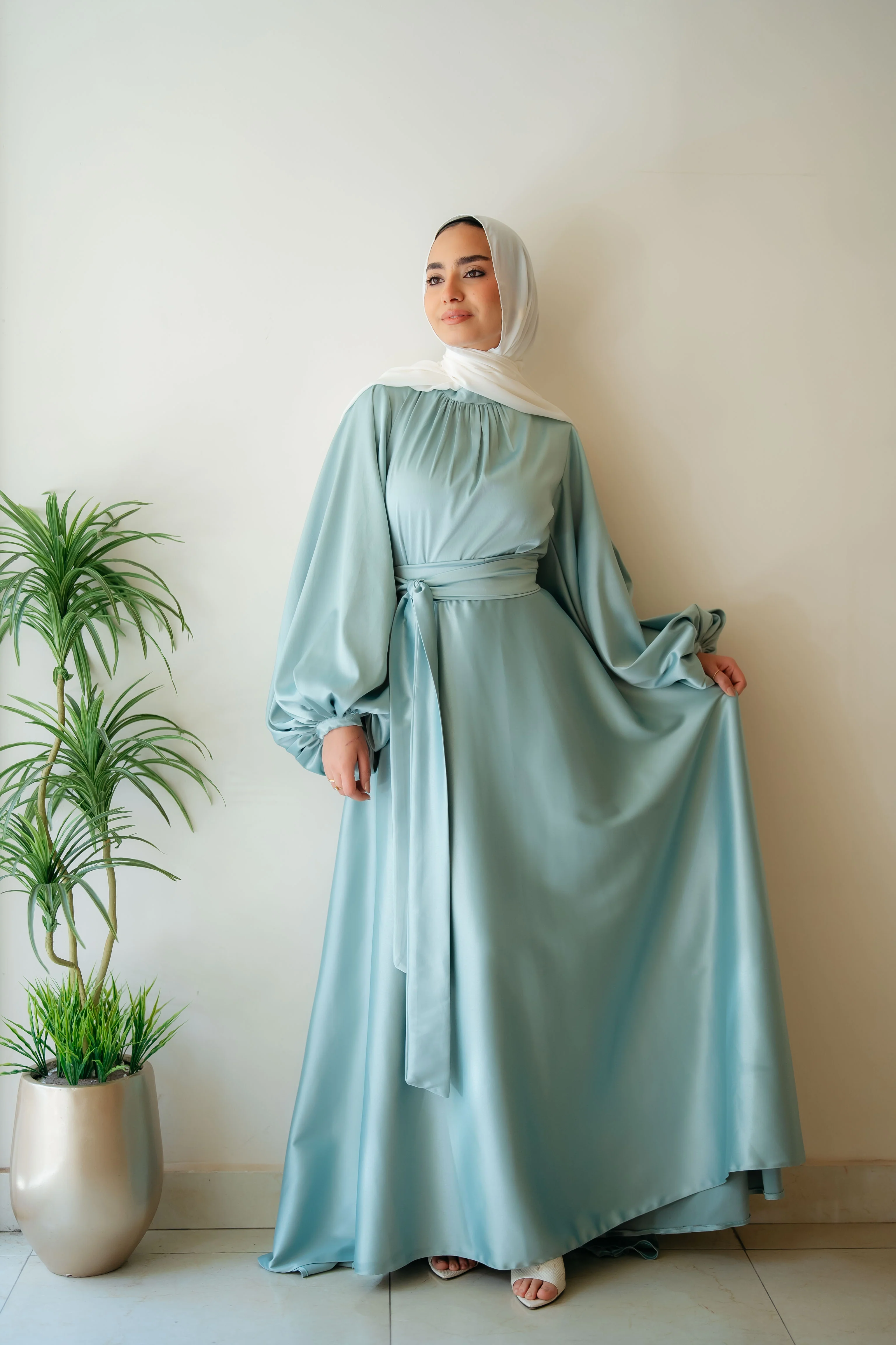 Satin Cloche Dress - Image 12