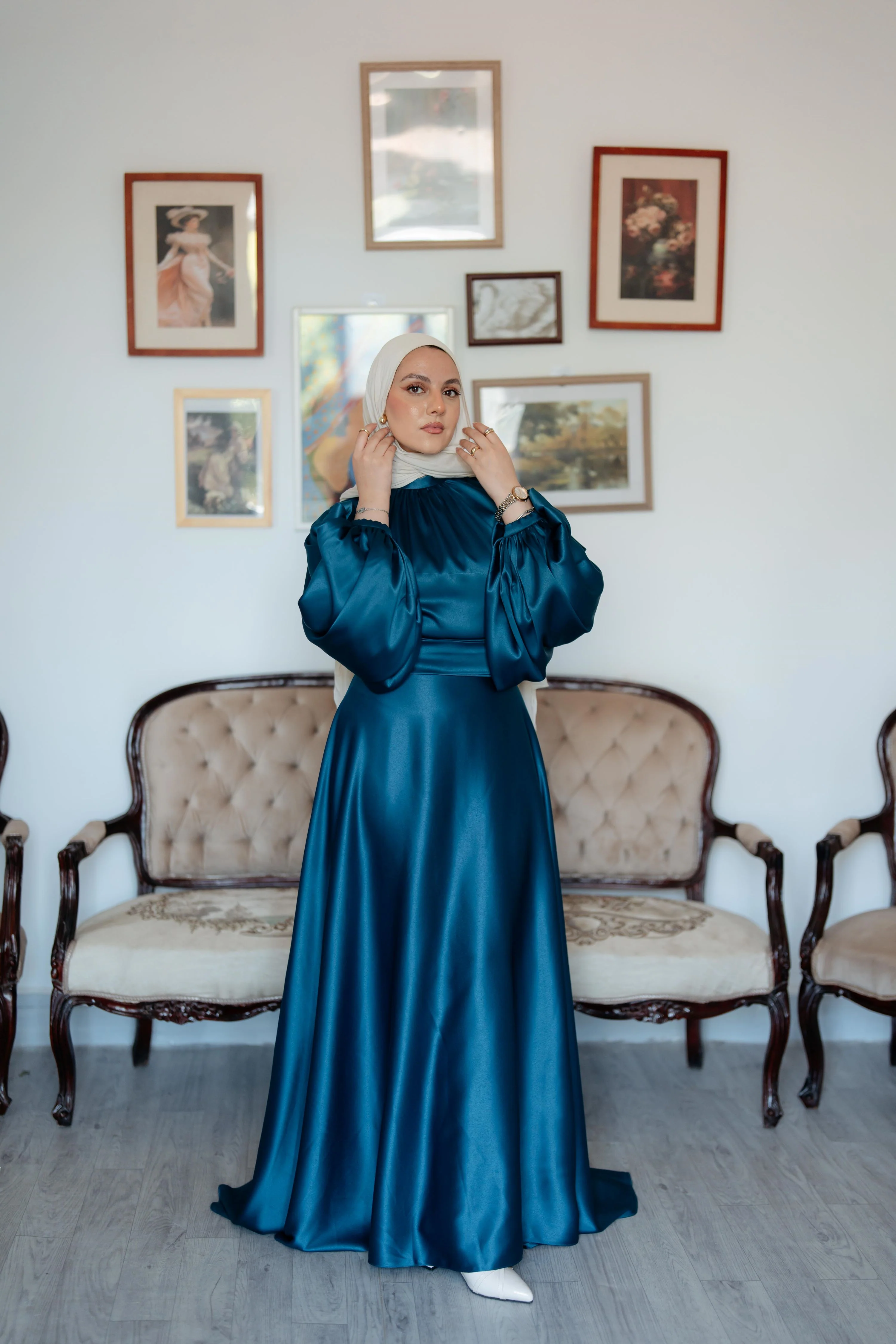 Satin Cloche Dress - Image 18