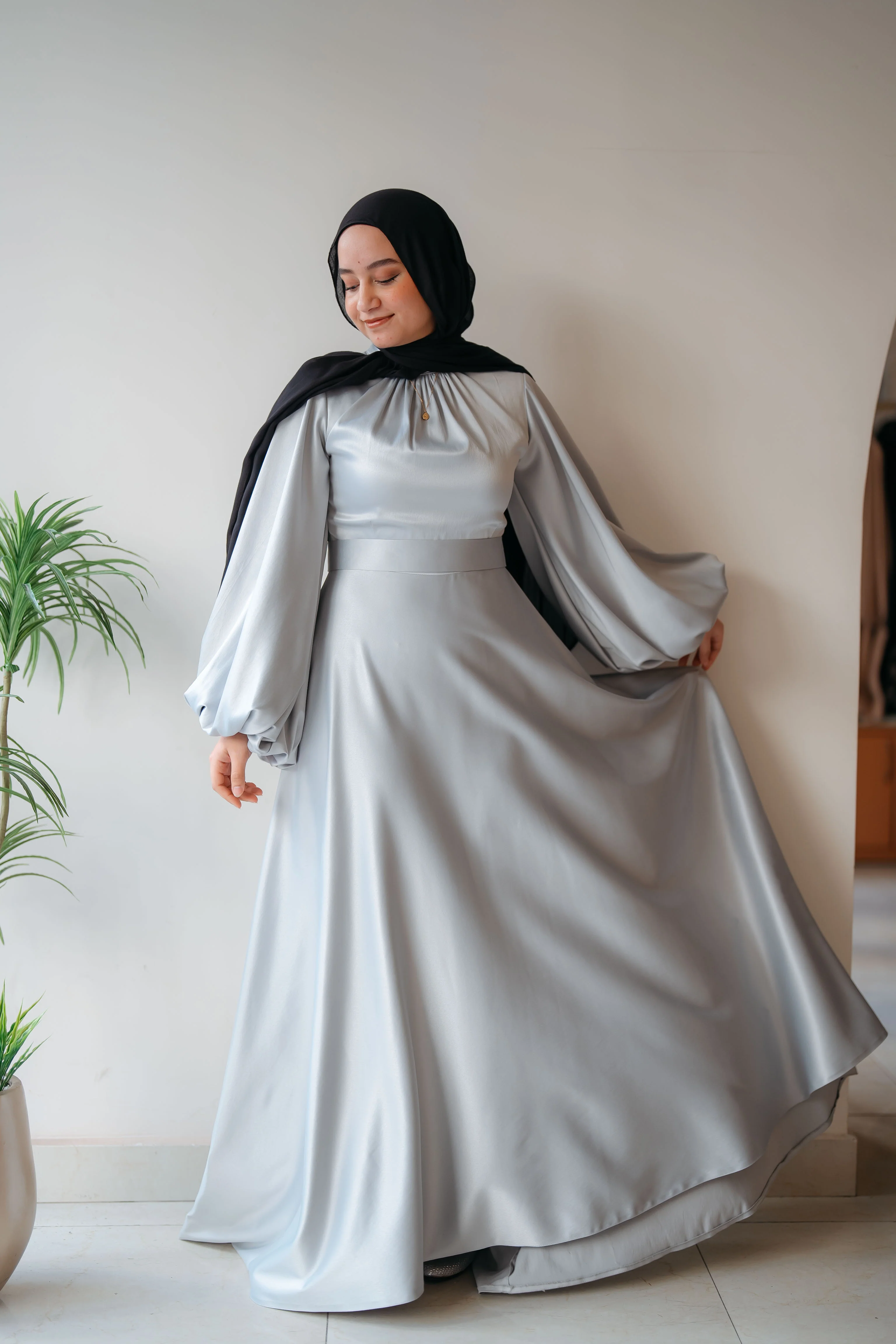 Satin Cloche Dress - Image 22