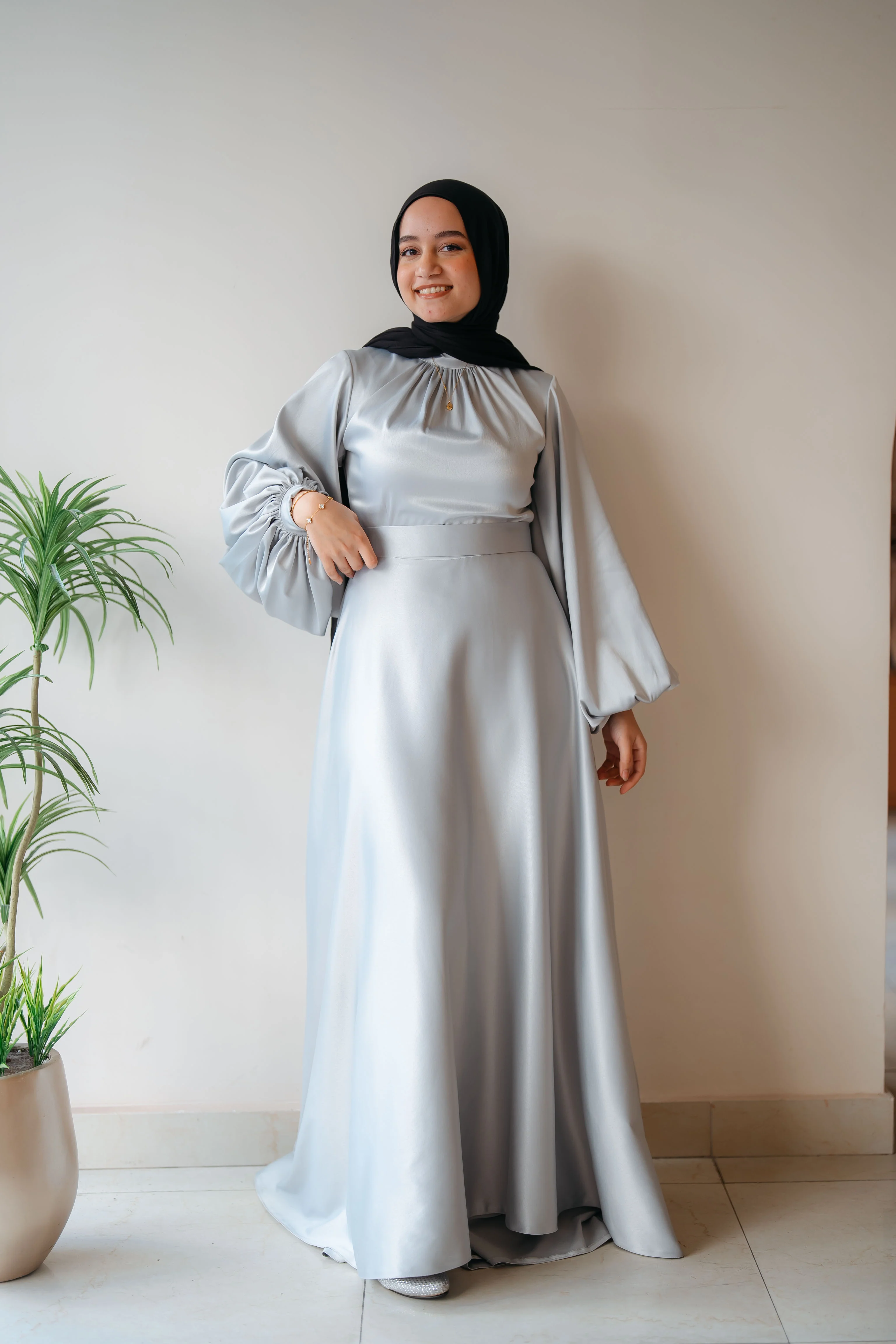 Satin Cloche Dress - Image 24