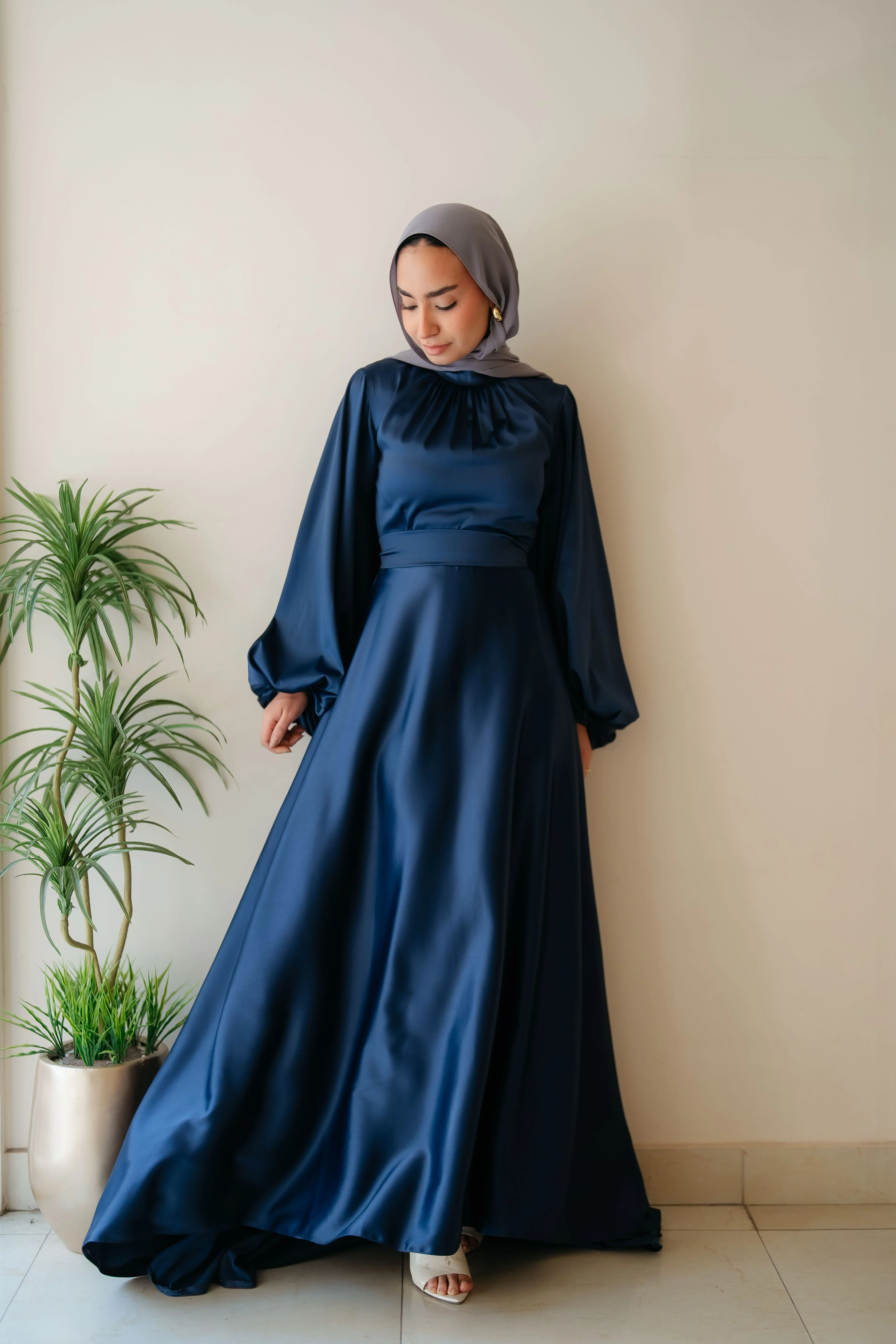 Satin Cloche Dress - Image 3