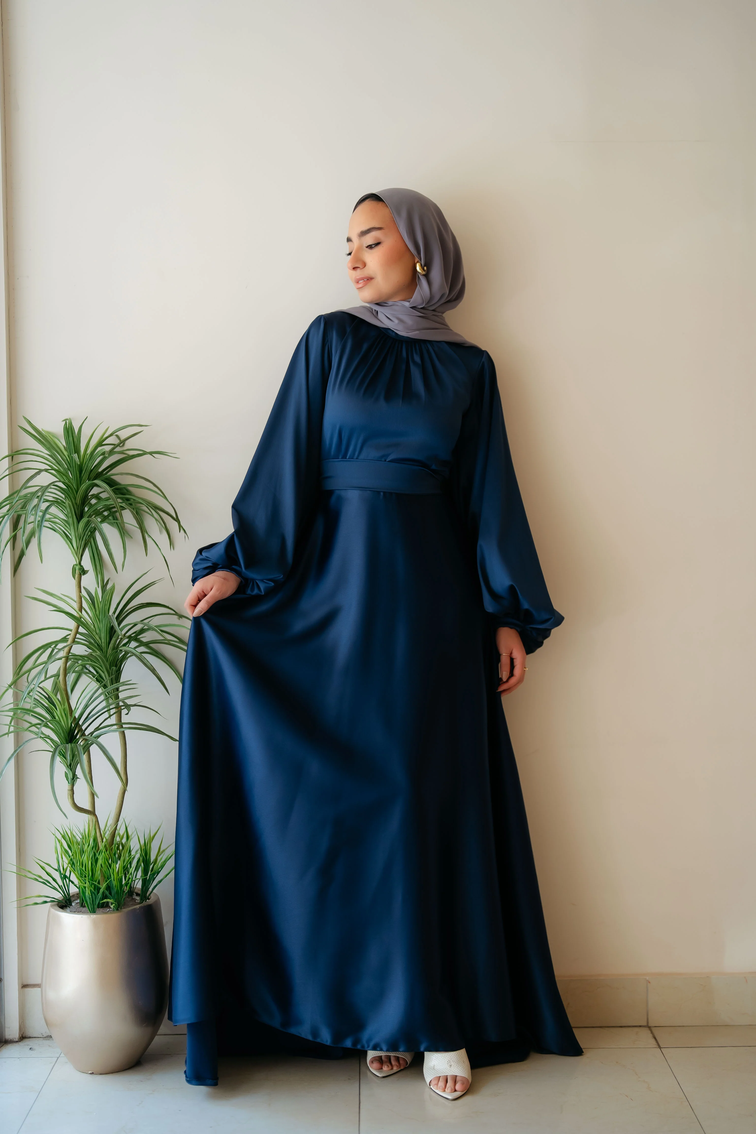 Satin Cloche Dress - Image 4