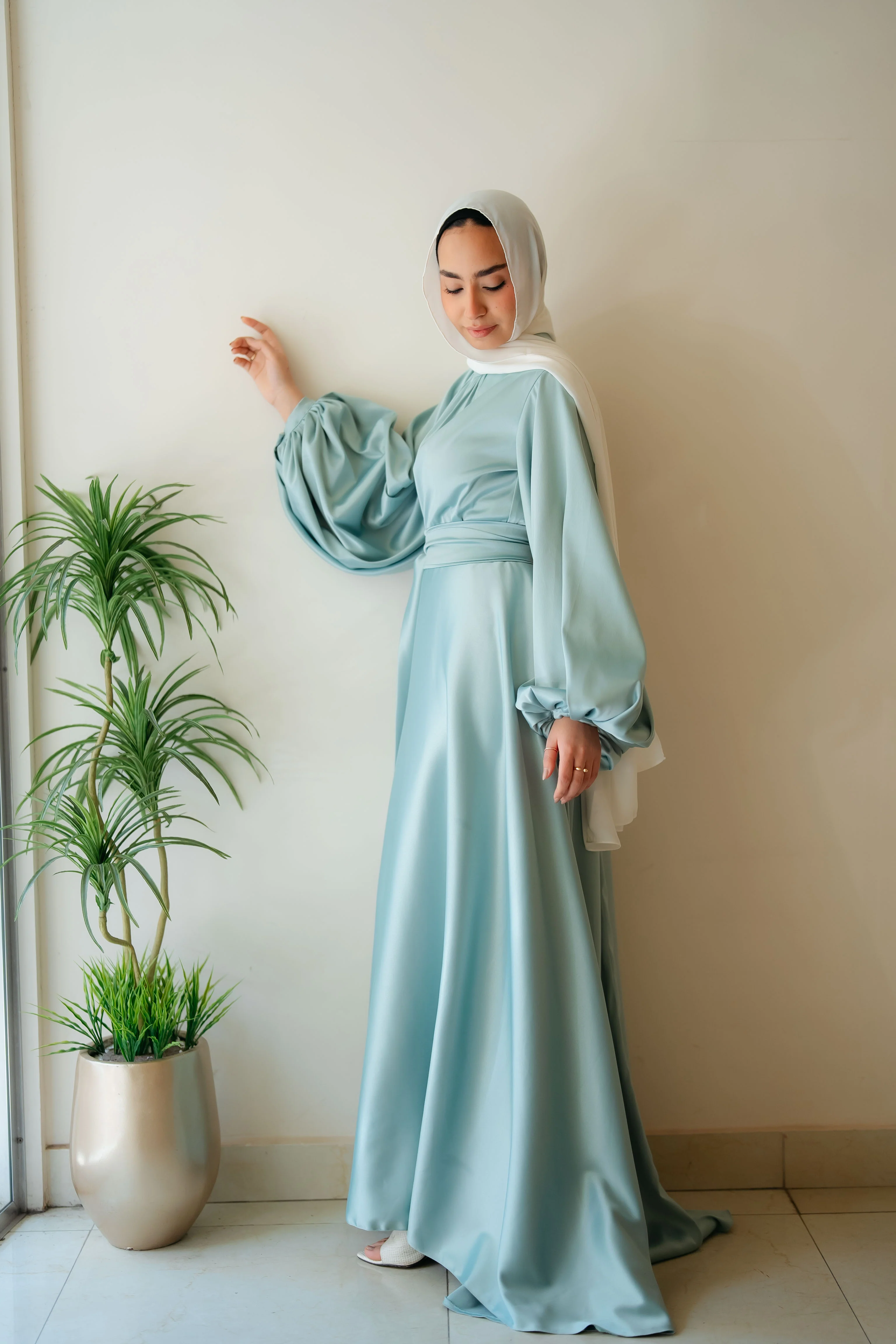 Satin Cloche Dress - Image 5
