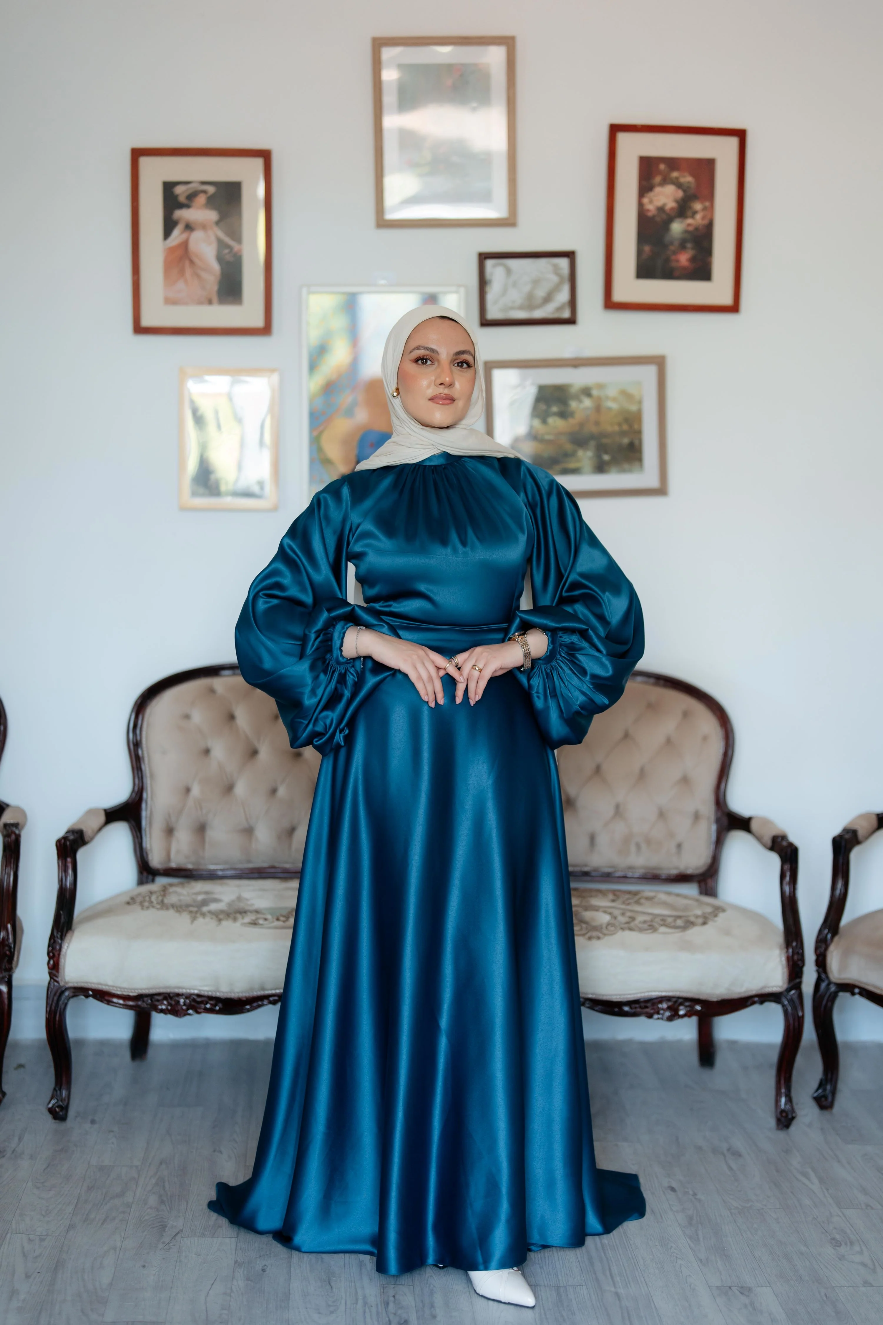 Satin Cloche Dress - Image 6