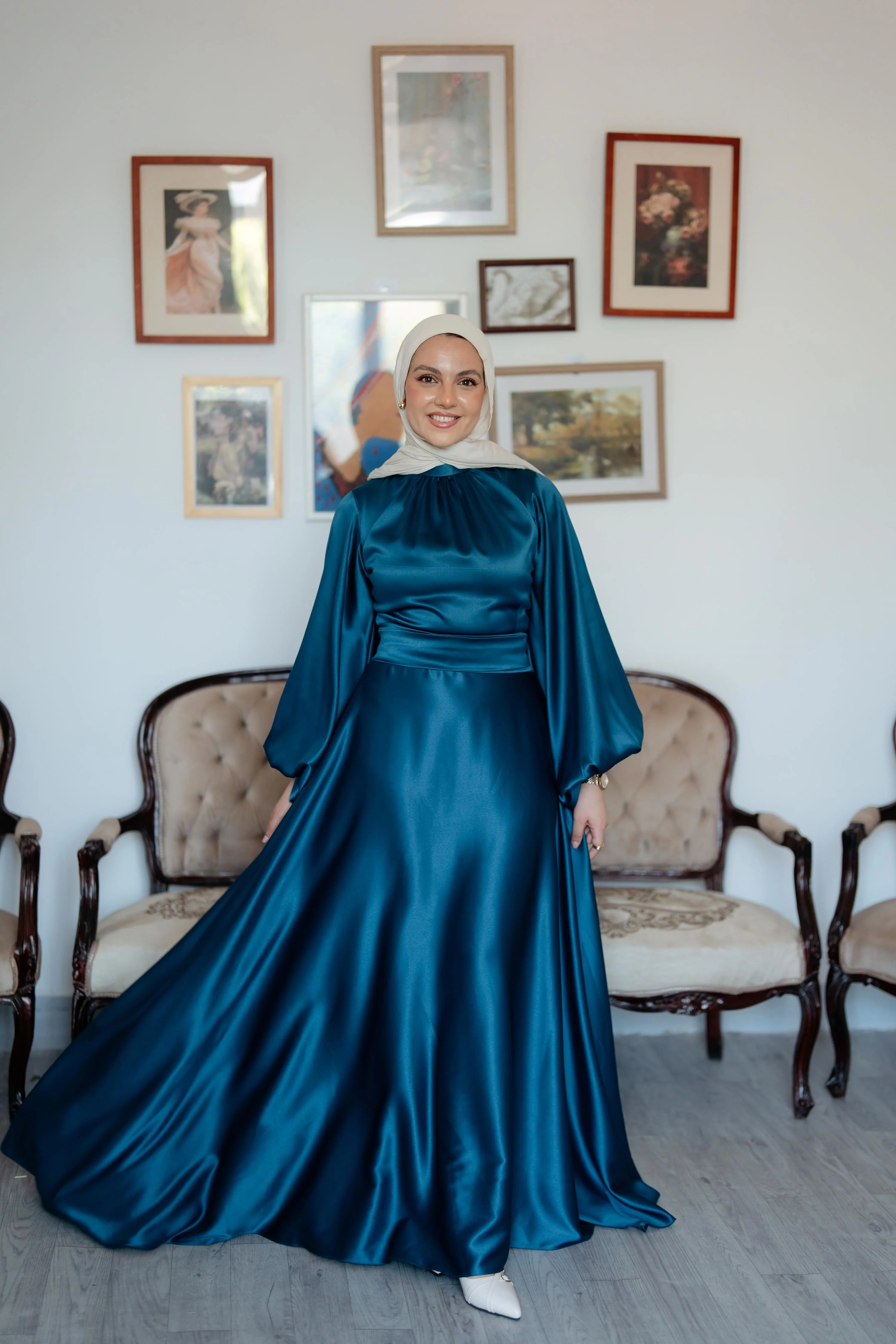 Satin Cloche Dress - Image 7