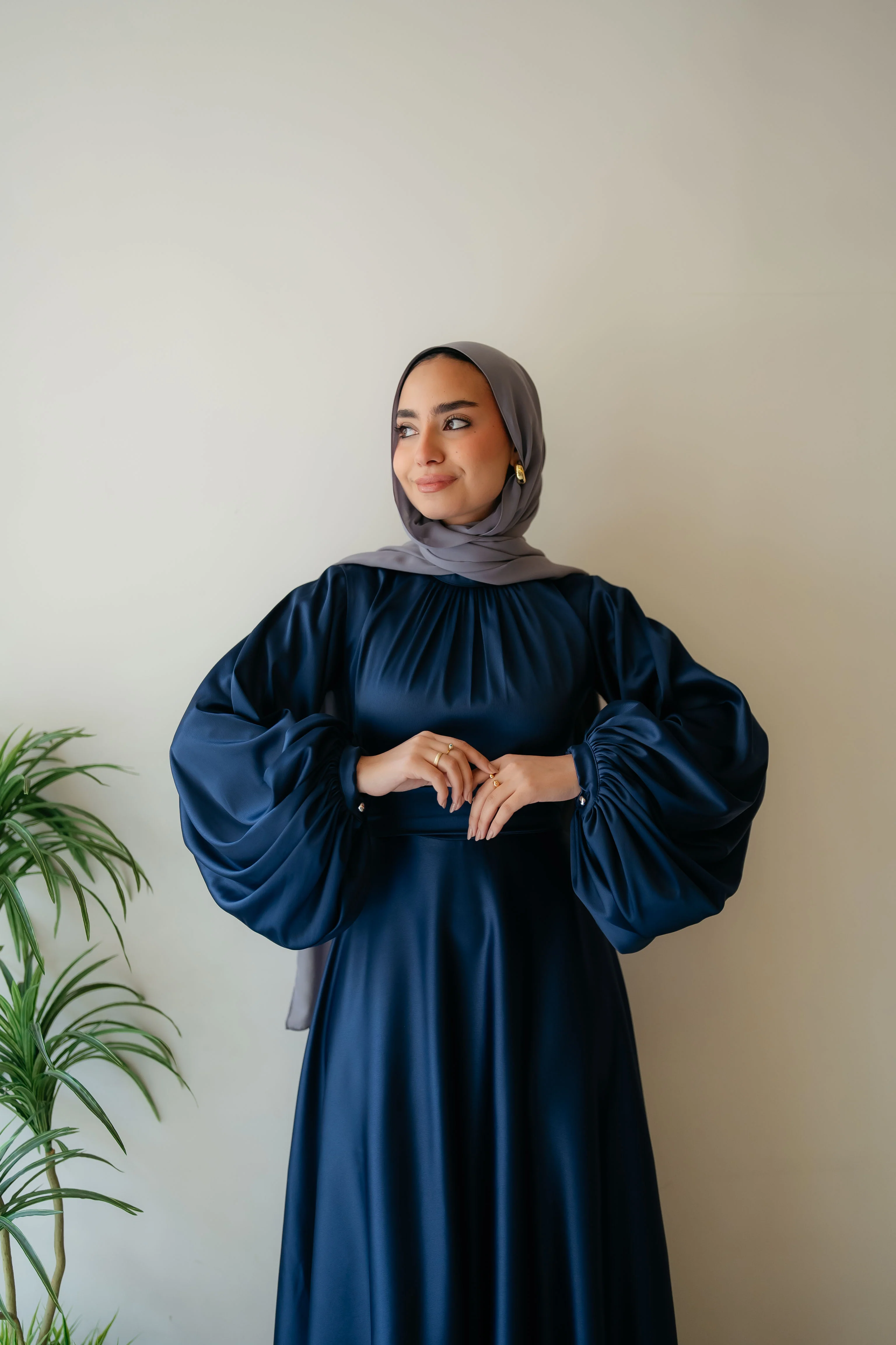 Satin Cloche Dress - Image 8