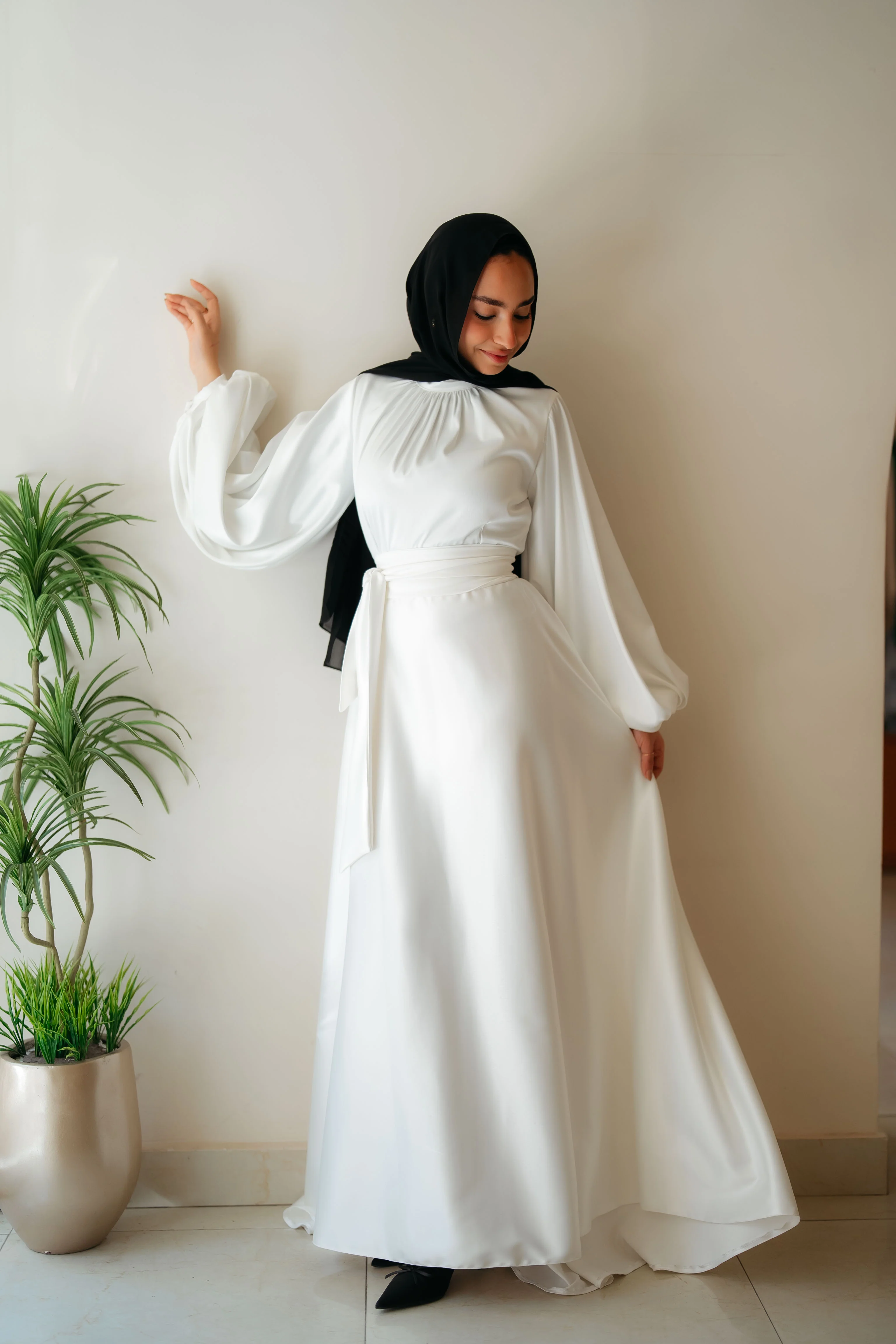 Satin Cloche Dress - Image 9