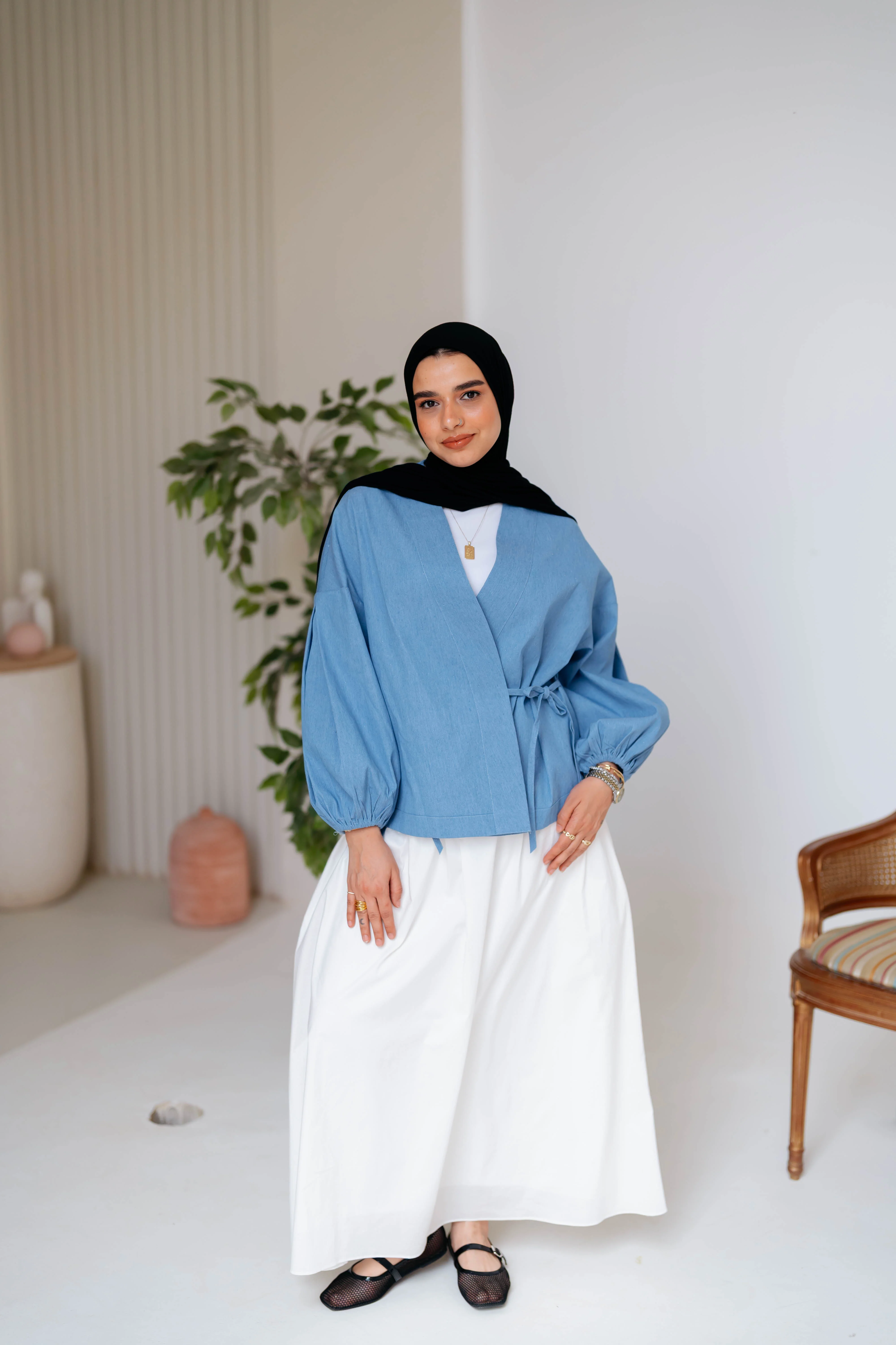 Shine Denim Blouse - Image 10