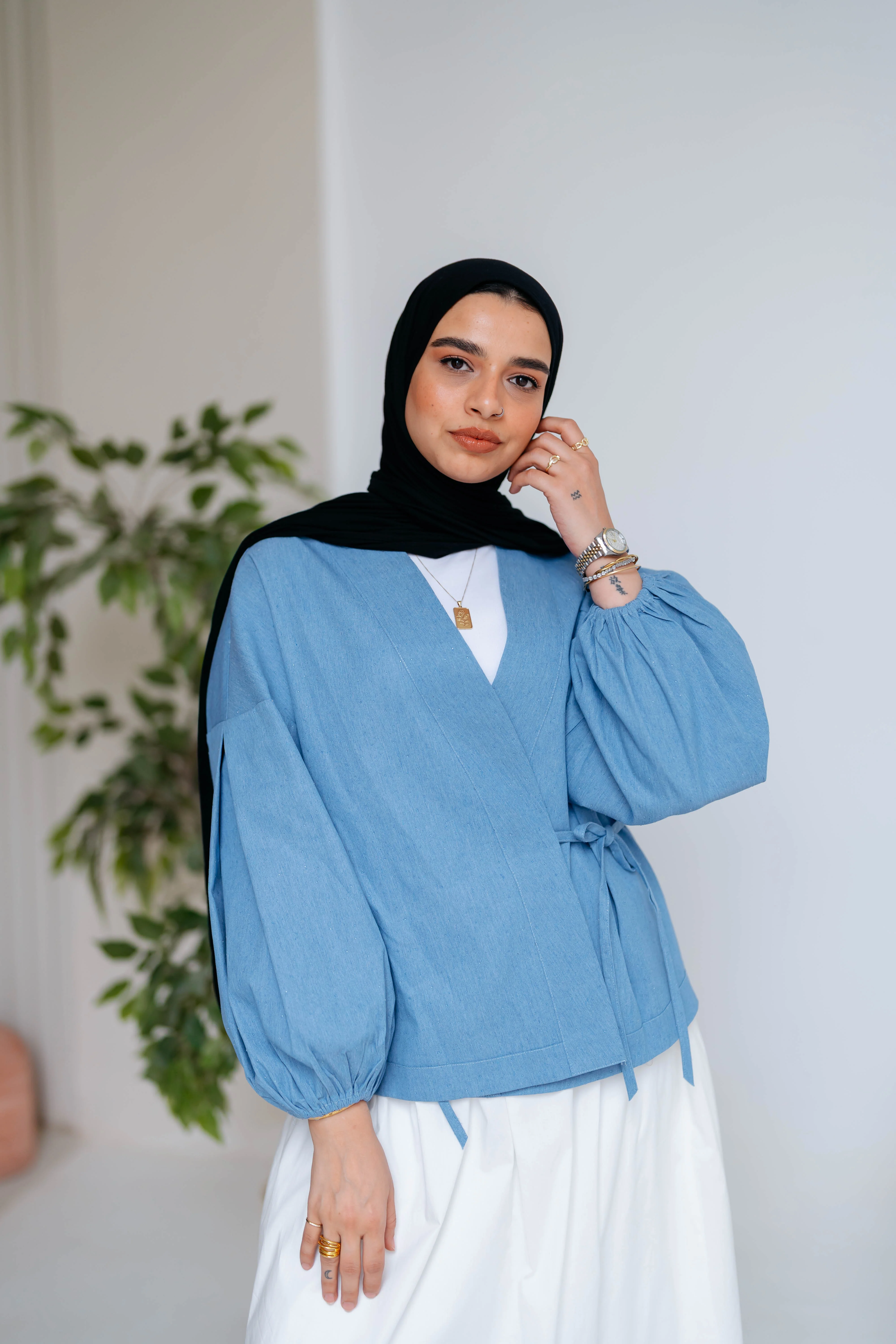 Shine Denim Blouse - Image 2