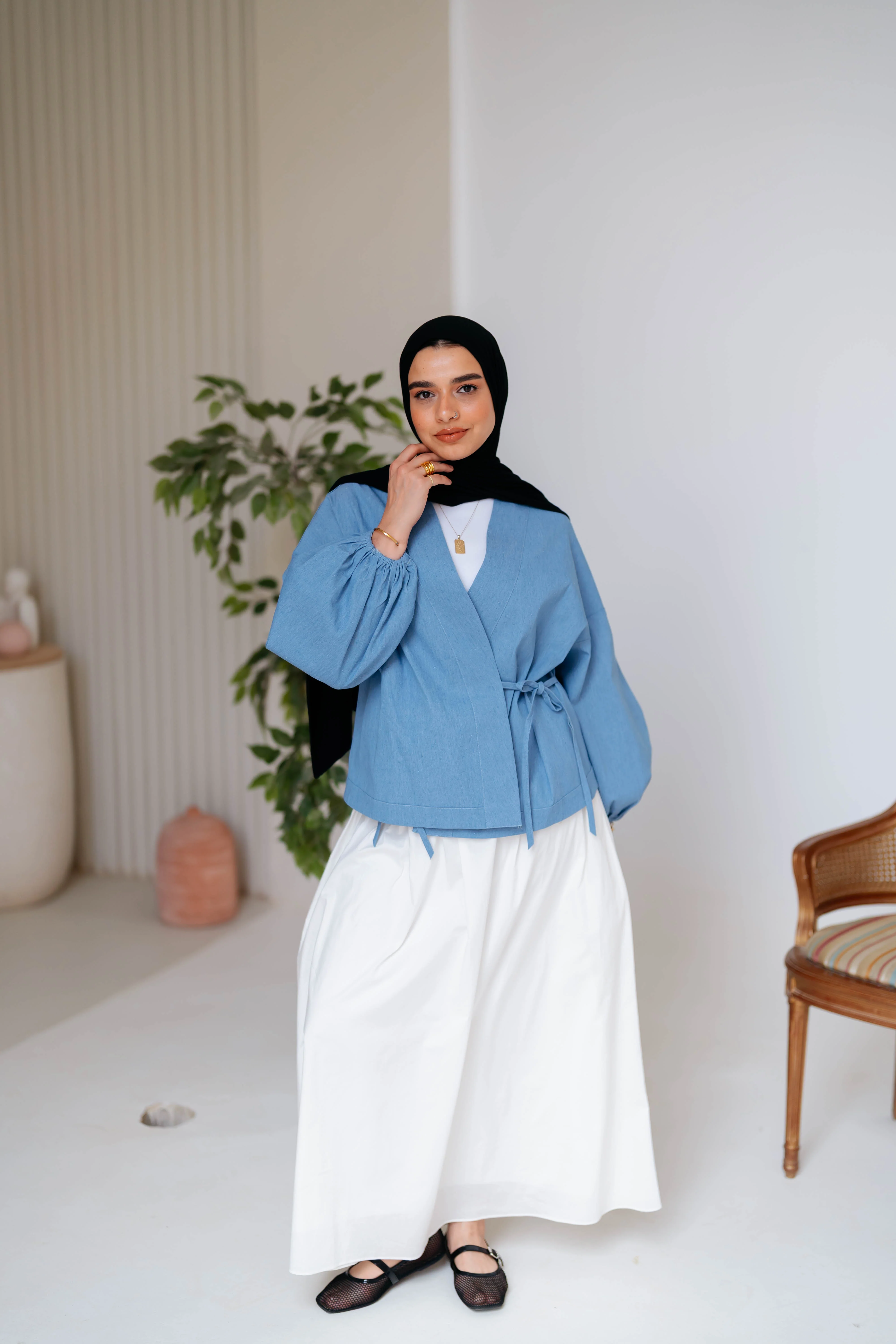 Shine Denim Blouse - Image 9