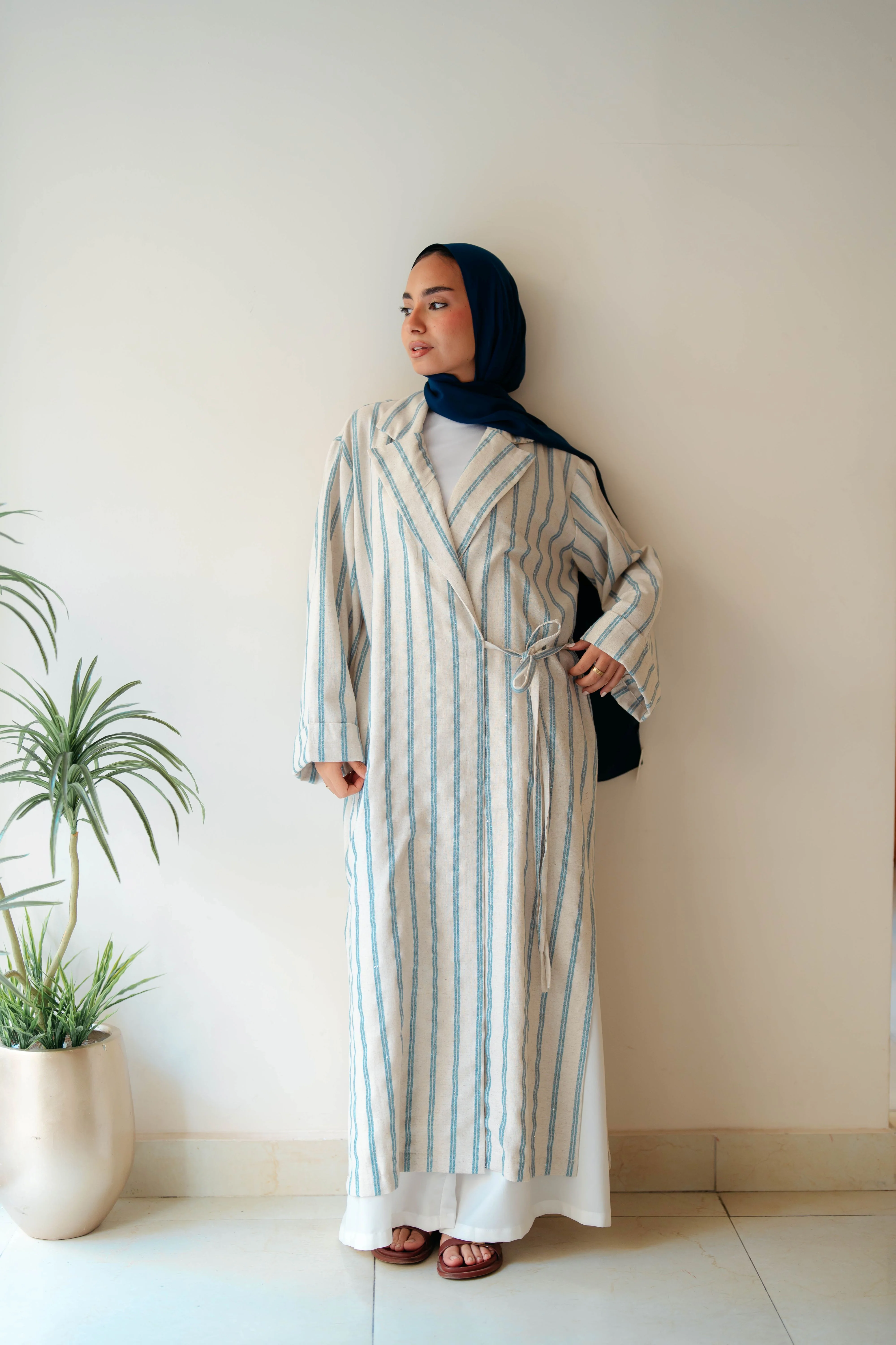 Stripped Side Tie Kimono - Image 3